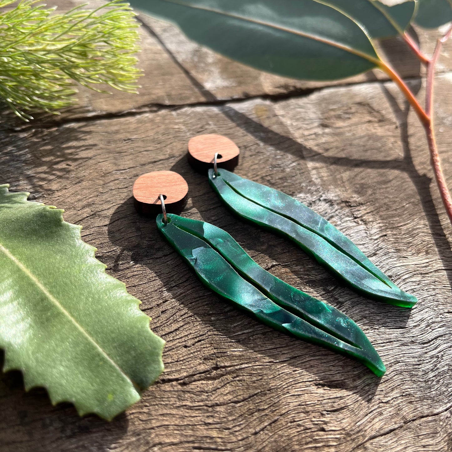 Earrings: Eucalyptus Leaf