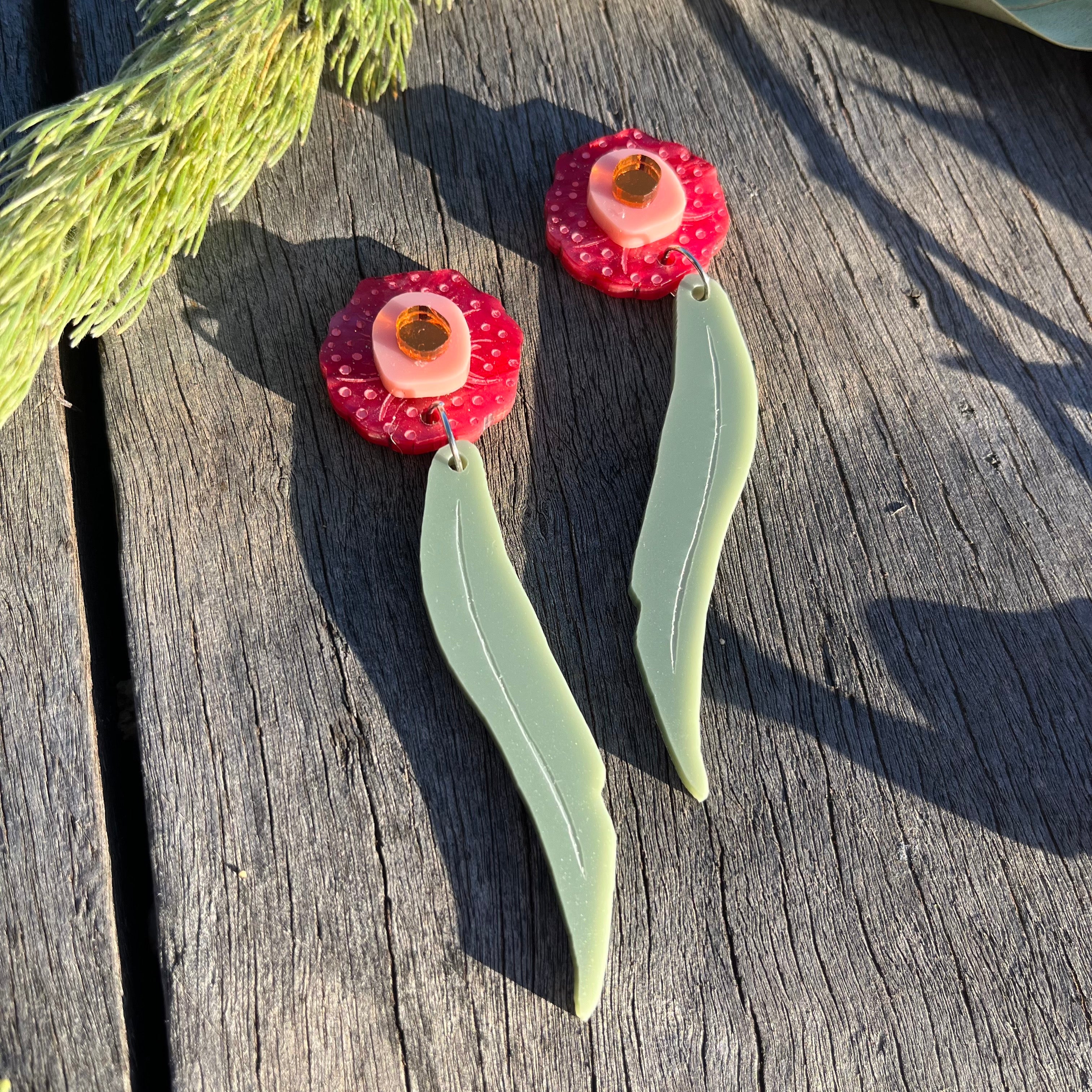 Earrings: Red Flowering Gum
