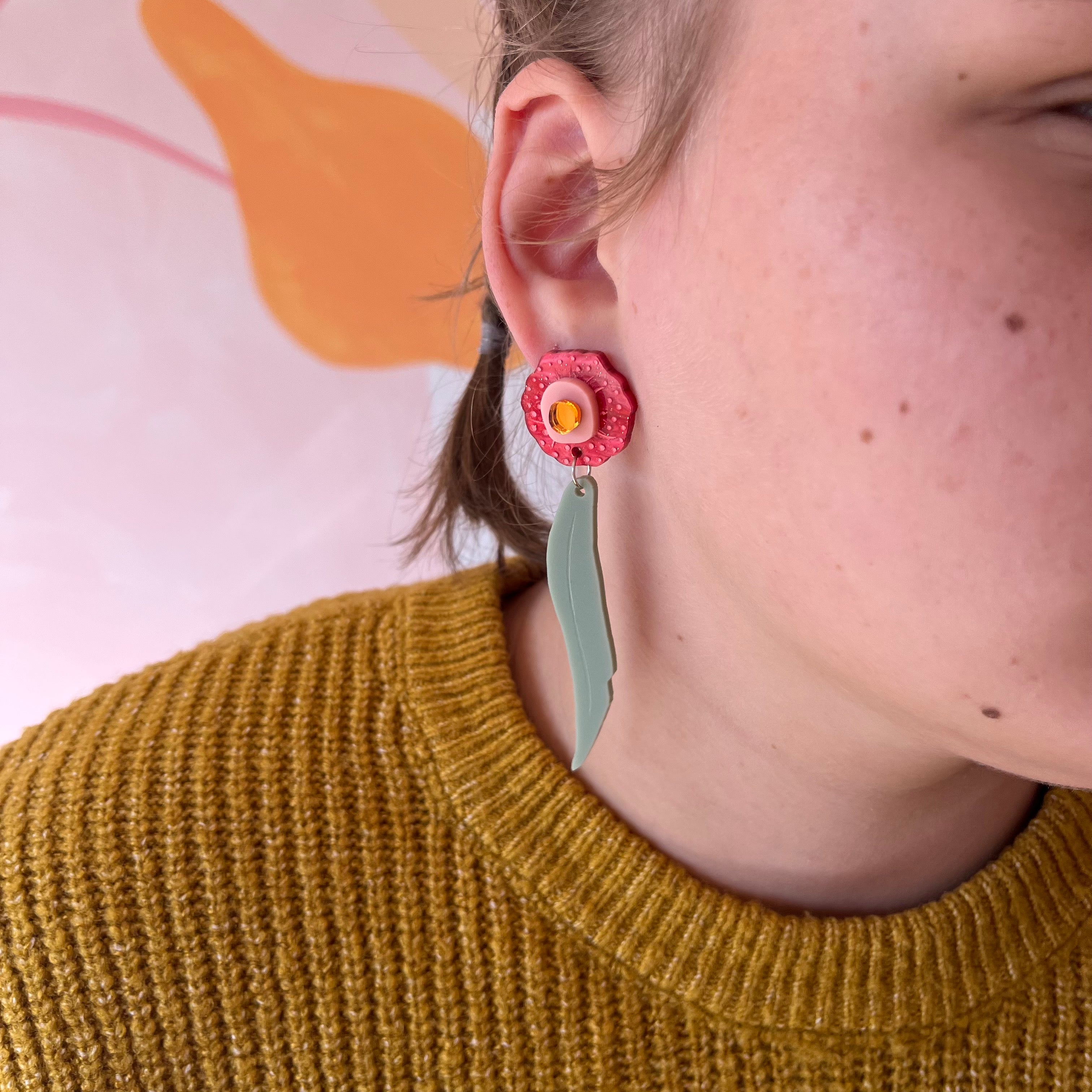 Earrings: Red Flowering Gum
