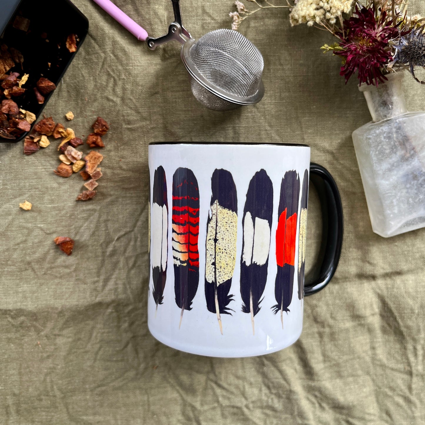 Mixed Black Cockatoo Feather Mug