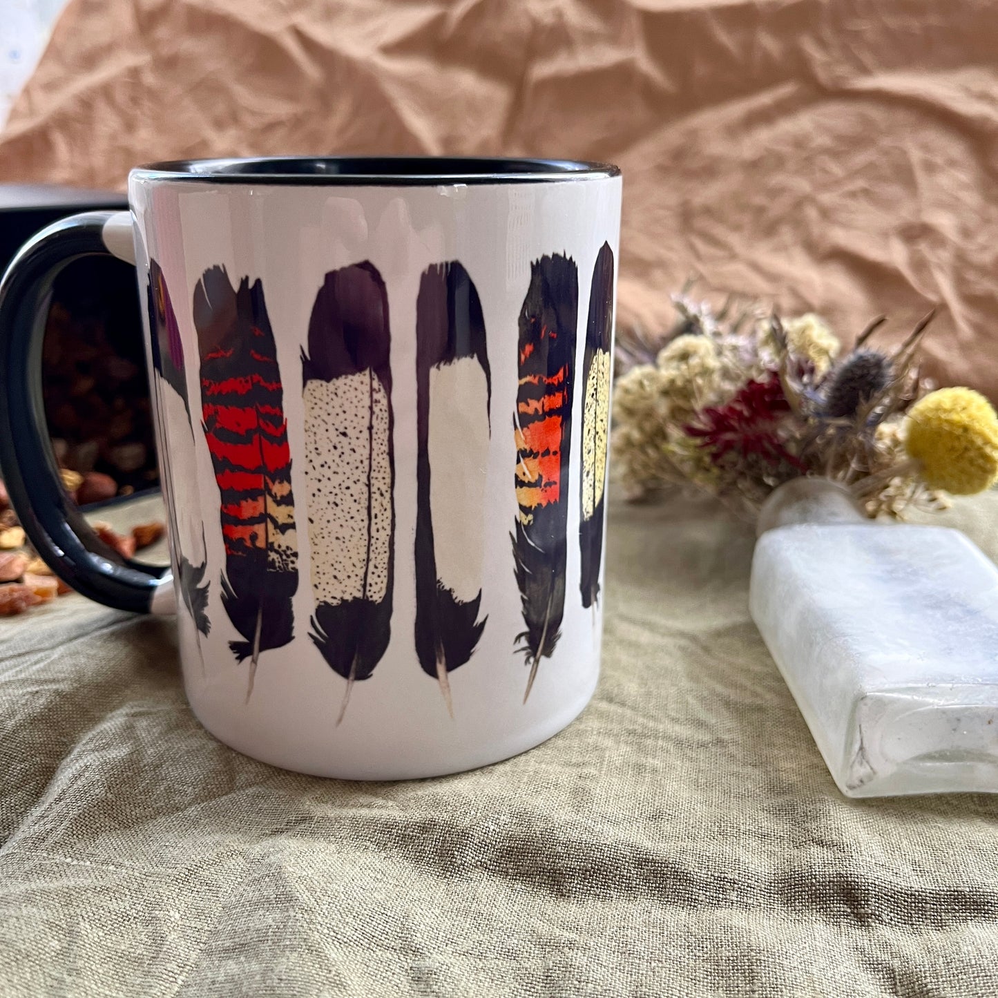 Mixed Black Cockatoo Feather Mug