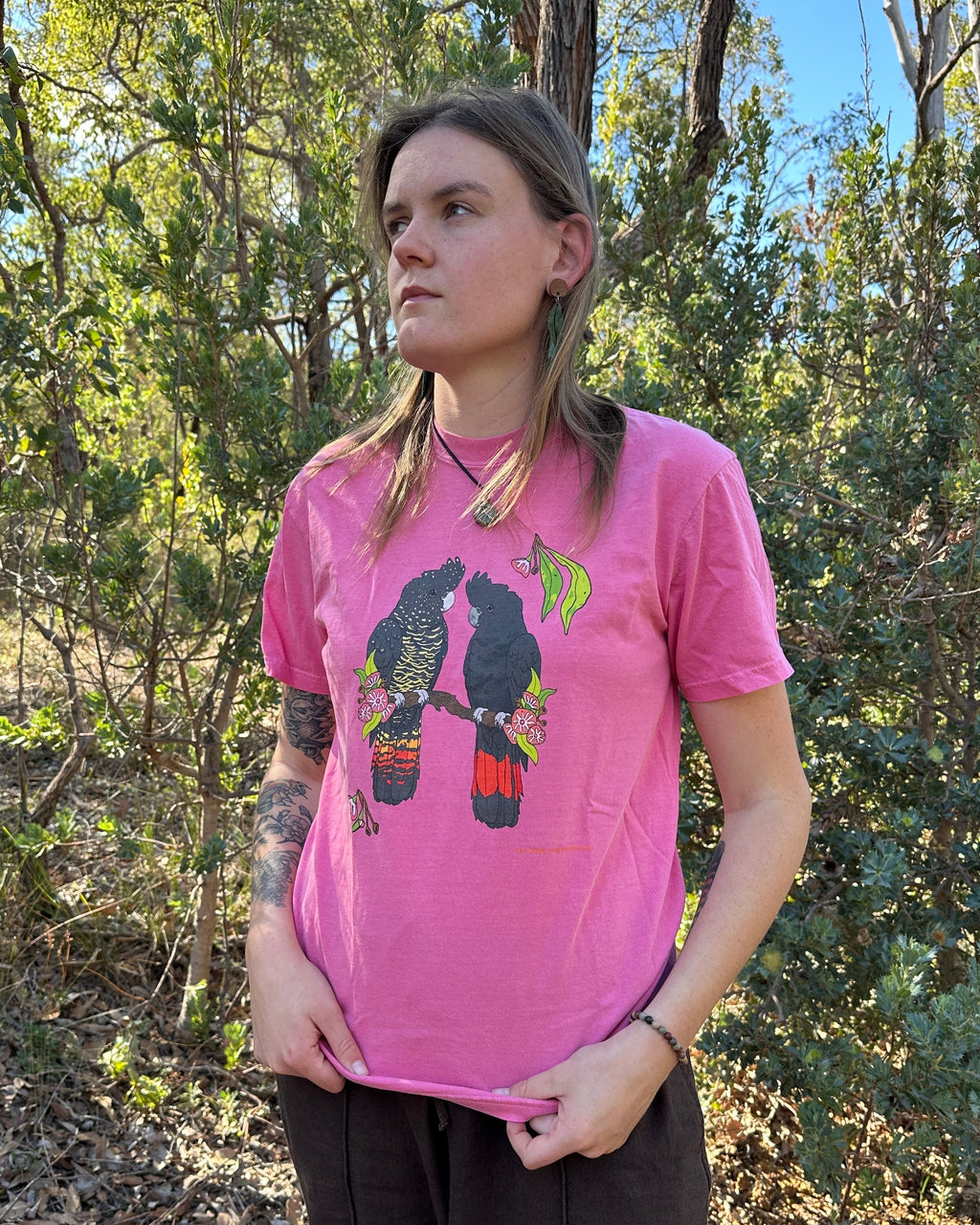 T-shirt: Black Cockatoo ~ Crunchberry