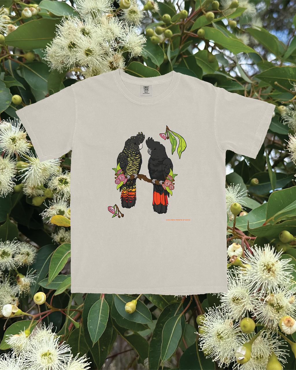 T-shirt: Black Cockatoo ~ Ivory