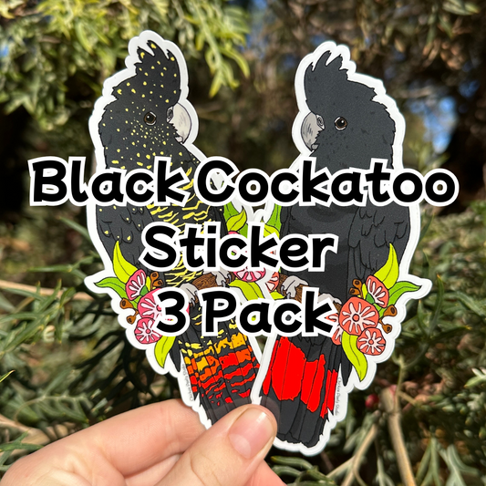 Black Cockatoo 3-Pack Sticker Set