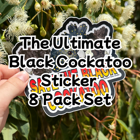 Big Black Cockatoo 8-Pack Sticker Set