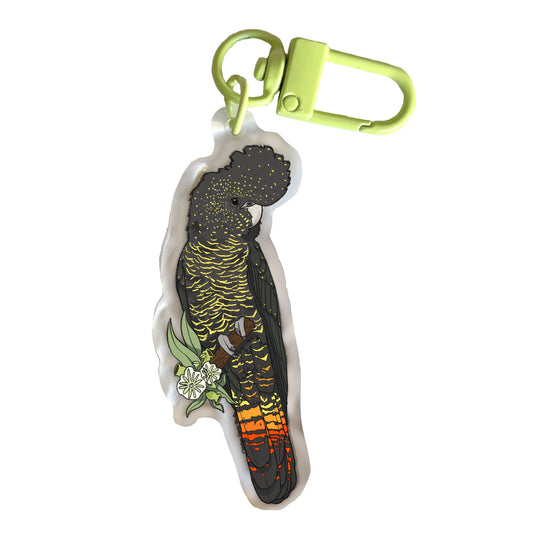 Red-Tailed Black Cockatoo Keychain