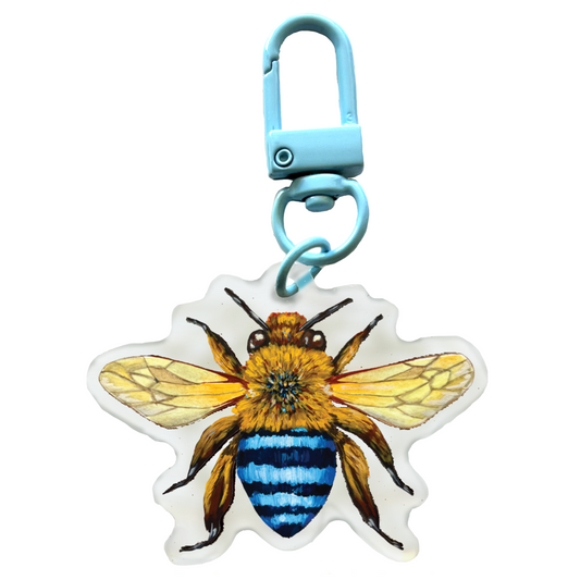 Blue-Banded Bee Keychain